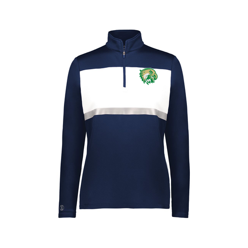 [222791.301.XS-LOGO1] Ladies Bold 1/4 Zip Pullover (Female Adult XS, Navy, Logo 1)