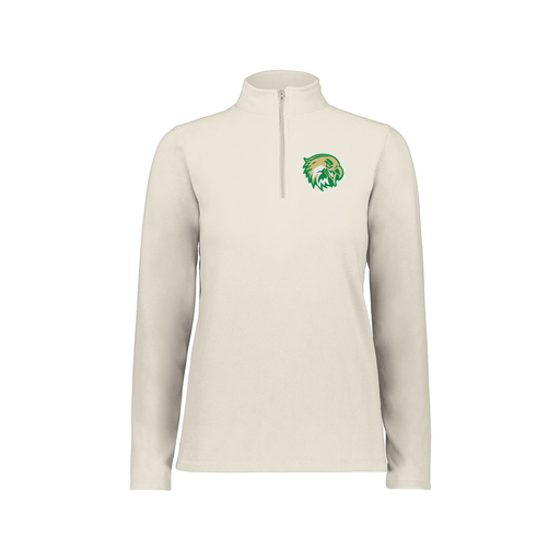 [6864.53T.XS-LOGO1] Ladies MicroFleece 1/4 Zip Pullover (Female Adult XS, White, Logo 1)